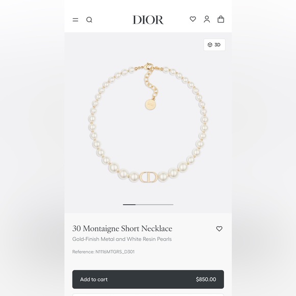 Christian Dior 30 Montaigne Short Necklace in Gold-Metal and White Pearls - Picture 4 of 6